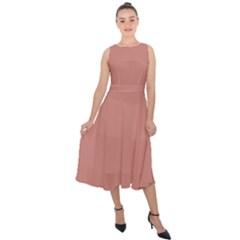 Canyon Clay Red	 - 	midi Tie-back Chiffon Dress by ColorfulDresses