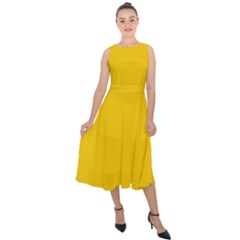 Canary Yellow	 - 	midi Tie-back Chiffon Dress by ColorfulDresses