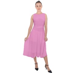 Soft Pink	 - 	midi Tie-back Chiffon Dress by ColorfulDresses