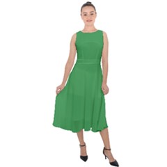 Clover Green	 - 	midi Tie-back Chiffon Dress by ColorfulDresses