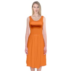 Pumpkin Orange	 - 	midi Sleeveless Dress by ColorfulDresses