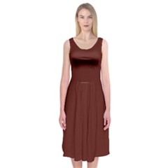 Sangria Red	 - 	midi Sleeveless Dress by ColorfulDresses