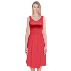 Imperial Red	 - 	midi Sleeveless Dress by ColorfulDresses