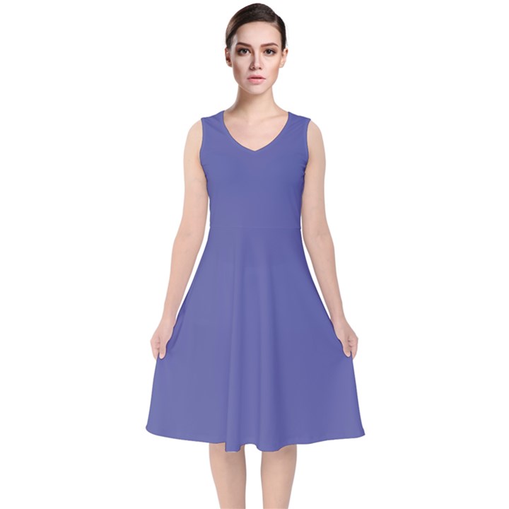 Blue Iris	 - 	V-Neck Midi Sleeveless Dress