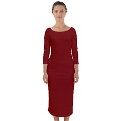 Barn Red	 - 	quarter Sleeve Midi Bodycon Dress by ColorfulDresses