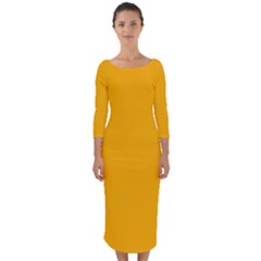 China Yellow	 - 	quarter Sleeve Midi Bodycon Dress by ColorfulDresses