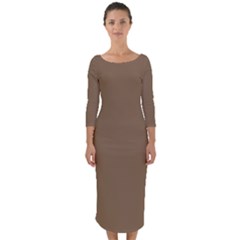 French Bistre	 - 	quarter Sleeve Midi Bodycon Dress by ColorfulDresses