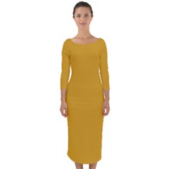 Goldenrod Orange	 - 	quarter Sleeve Midi Bodycon Dress by ColorfulDresses