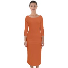 Halloween Orange	 - 	Quarter Sleeve Midi Bodycon Dress