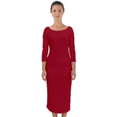 Cranberry Red	 - 	quarter Sleeve Midi Bodycon Dress by ColorfulDresses