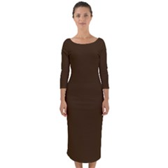 Mocha Brown	 - 	quarter Sleeve Midi Bodycon Dress by ColorfulDresses