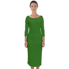 Medium Spring Green	 - 	quarter Sleeve Midi Bodycon Dress by ColorfulDresses