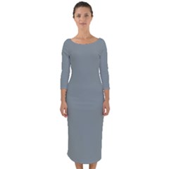 Silver Blue	 - 	quarter Sleeve Midi Bodycon Dress by ColorfulDresses