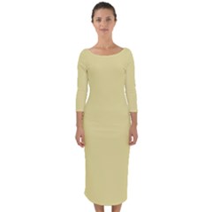 Yellow Iris	 - 	quarter Sleeve Midi Bodycon Dress by ColorfulDresses