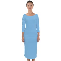 Baby Blue	 - 	Quarter Sleeve Midi Bodycon Dress