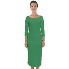 Clover Green	 - 	quarter Sleeve Midi Bodycon Dress by ColorfulDresses