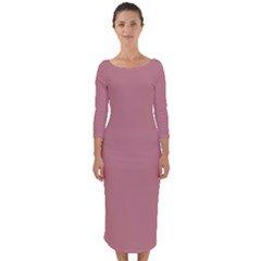 Pink Bow	 - 	quarter Sleeve Midi Bodycon Dress by ColorfulDresses