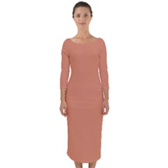 Soft Copper	 - 	Quarter Sleeve Midi Bodycon Dress