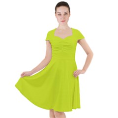 Bitter Lemon Green	 - 	cap Sleeve Midi Dress by ColorfulDresses