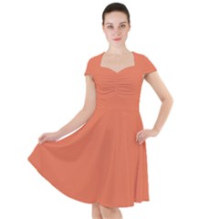 Burnt Sienna Orange	 - 	cap Sleeve Midi Dress by ColorfulDresses