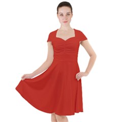 Chili Red	 - 	cap Sleeve Midi Dress by ColorfulDresses