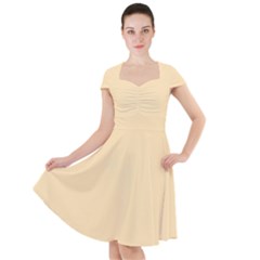 Peach Yellow	 - 	cap Sleeve Midi Dress by ColorfulDresses