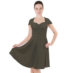 Dark Olive Drab	 - 	cap Sleeve Midi Dress by ColorfulDresses