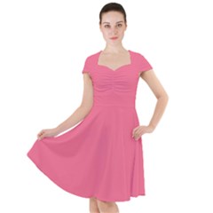 Rouge Pink	 - 	cap Sleeve Midi Dress by ColorfulDresses