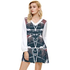 Sigaamoda Tiered Long Sleeve Mini Dress