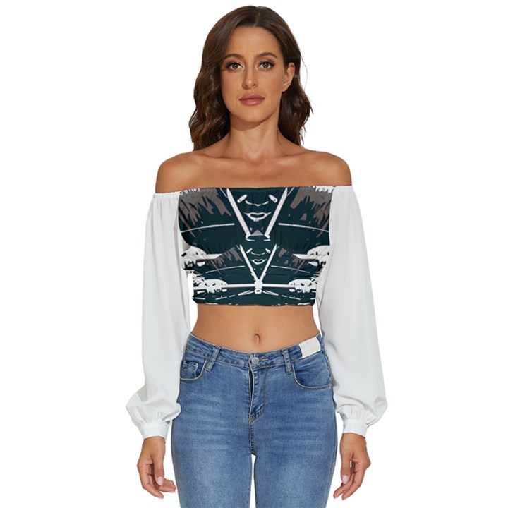 sigaamoda Long Sleeve Crinkled Weave Crop Top