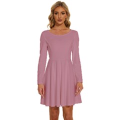 Cashmere Rose Pink	 - 	long Sleeve Wide Neck Velvet Dress by ColorfulDresses