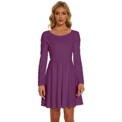 Byzantine Purple	 - 	long Sleeve Wide Neck Velvet Dress by ColorfulDresses