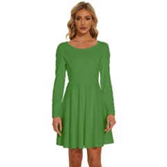 May Green	 - 	long Sleeve Wide Neck Velvet Dress by ColorfulDresses