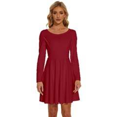 Burgundy Red	 - 	long Sleeve Wide Neck Velvet Dress by ColorfulDresses