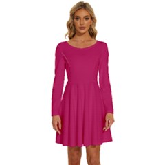 Peacock Pink	 - 	long Sleeve Wide Neck Velvet Dress by ColorfulDresses