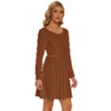 Sangria Brown	 - 	Long Sleeve Wide Neck Velvet Dress View3