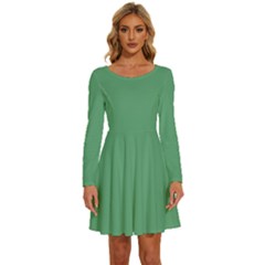 Shiny Shamrock Green	 - 	long Sleeve Wide Neck Velvet Dress by ColorfulDresses