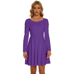 Rebecca Purple	 - 	long Sleeve Wide Neck Velvet Dress by ColorfulDresses