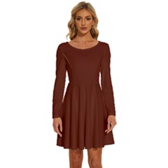 Sangria Red	 - 	long Sleeve Wide Neck Velvet Dress by ColorfulDresses