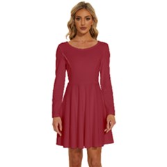 Vivid Burgundy Red	 - 	long Sleeve Wide Neck Velvet Dress by ColorfulDresses