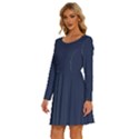 Blue Depths	 - 	Long Sleeve Wide Neck Velvet Dress View2