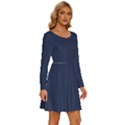 Blue Depths	 - 	Long Sleeve Wide Neck Velvet Dress View3