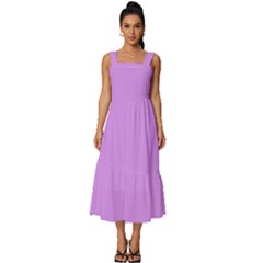 Bright Lilac Pink	 - 	square Neckline Tiered Midi Dress