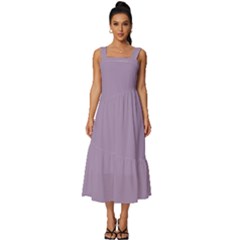 Glossy Grape Purple	 - 	square Neckline Tiered Midi Dress by ColorfulDresses