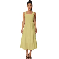 Custard Yellow	 - 	square Neckline Tiered Midi Dress by ColorfulDresses