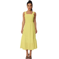 Daffodil Yellow	 - 	square Neckline Tiered Midi Dress by ColorfulDresses