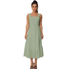 Laurel Green	 - 	square Neckline Tiered Midi Dress