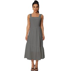 Dim Grey	 - 	square Neckline Tiered Midi Dress