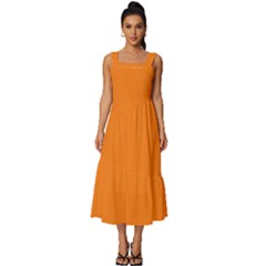 Dark Orange	 - 	square Neckline Tiered Midi Dress