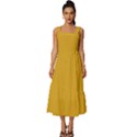 Goldenrod Orange	 - 	Square Neckline Tiered Midi Dress View1